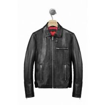 - Veste biker en cuir d'agneau noir col chemise