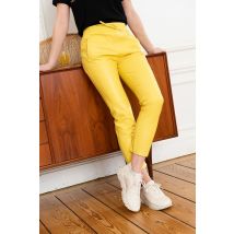 OAKWOOD - Pantalon en cuir jaune coupe jogging
