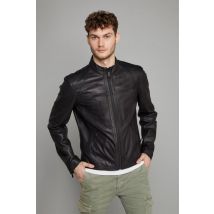 - Blouson en cuir col semi-montant