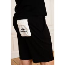HELVETICA MOUNTAIN PIONEERS - Shorts neri in cotone e tasca bianca