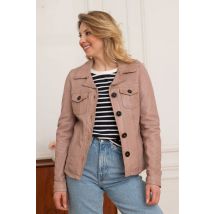 OAKWOOD - Chaqueta de cuero retro rosa