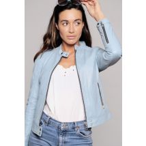 - Blouson en cuir bleu clair