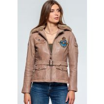 CLASSIC LEGEND MOTORS - Veste en cuir beige style militaire