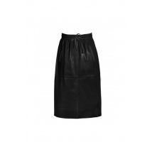 OAKWOOD - Falda recta de longitud media en cuero negro