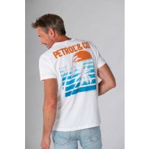 PETROL INDUSTRIES - Camiseta blanca con estampado de palmeras en la espalda