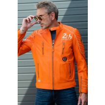 CLASSIC LEGEND MOTORS - Blouson esprit racing en cuir orange