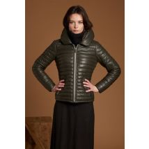 OAKWOOD - Doudoune en cuir véritable de mouton kaki