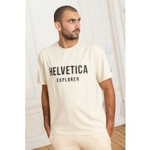 HELVETICA MOUNTAIN PIONEERS - T-shirt oversize couleur crème