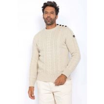 SCHOTT - Pull en maille recyclée écru ras du cou
