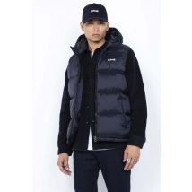 SCHOTT - Doudoune à capuche bleu marine sans manche