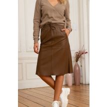 OAKWOOD - Jupe en cuir marron fauve
