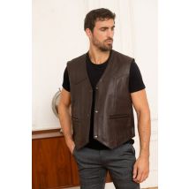 DAYTONA - Gilet da motociclista in vera pelle marrone