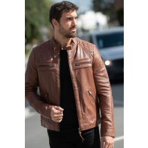 - Blouson cuir cognac mode