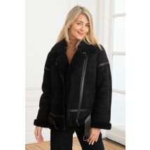 CITYZEN - Bombardier en cuir de mouton retourné noir