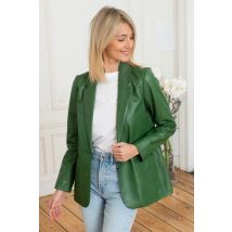 OAKWOOD - Blazer en cuir col chemise femme vert