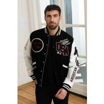 AMERICAN COLLEGE - Varsity jacket américain blanc et noir