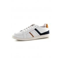 - Baskets en cuir blanc marine orange