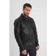 DAYTONA - Blouson col chemise en cuir noir épais