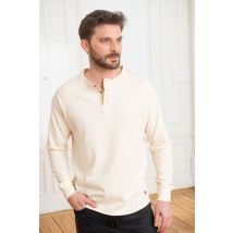 IRON & RESIN - T-shirt in cotone ecrù con colletto abbottonato