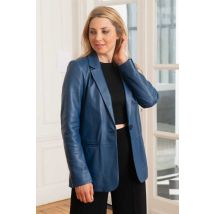 OAKWOOD - Americana mujer piel azul metalizado