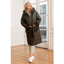 OAKWOOD - Doudoune en cuir et textile verte kaki femme