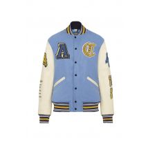 AMERICAN COLLEGE - Giacca teddy Varsity in azzurro e bianco