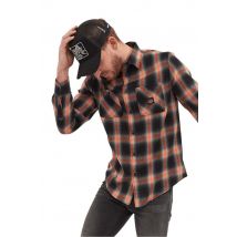 VON DUTCH - Chemise à carreaux noire, orange et blanche pour homme