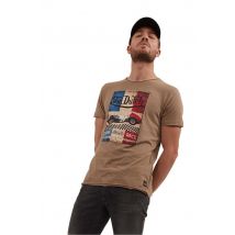 VON DUTCH - Camiseta de hombre marrón con estampado de bandera de Francia