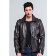 CLASSIC LEGEND MOTORS - Blouson en cuir col chemise marron foncé