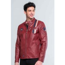 CLASSIC LEGEND MOTORS - Blouson en cuir avec cool motard rouge foncé