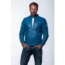 CLASSIC LEGEND MOTORS - Blouson en Cuir Alpine Jean bleu ocean Homme