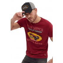 VON DUTCH - Camiseta de hombre con estampado de carreras rojo oscuro