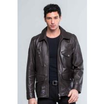 CLASSIC LEGEND MOTORS - Blouson en cuir col chemise marron foncé homme