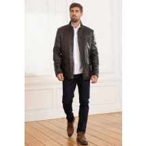 UNIVERS DU LUXE - Veste classique en cuir d'agneau noir
