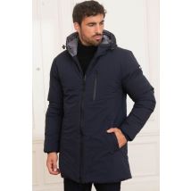 SCHOTT - Parka textile avec capuche bleu marine pour homme