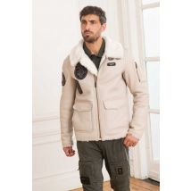 AERONAUTICA MILITARE - bomber da uomo in pelle beige