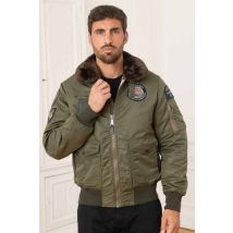 SCHOTT - Blouson homme bombardier kaki col fourrure