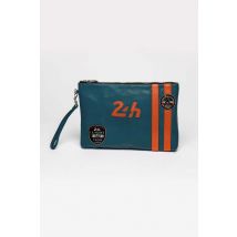 24H LE MANS - Cartera de cuero racing azul real y naranja