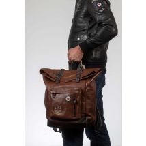 ROYAL AIR FORCE - Mochila de piel marrón carey estilo aviador