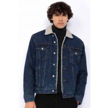 SCHOTT - Veste en jean col fourrure pour homme
