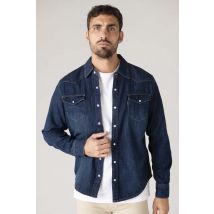 SCHOTT - Chemise en coton denim bleu