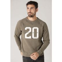 3GM - Pull en coton kaki brodé numéro 20