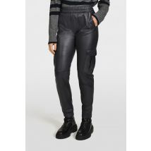 OAKWOOD - Pantalon cargo en cuir noir pour femme