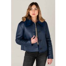OAKWOOD - Blouson imitation peau de mouton bleu foncé
