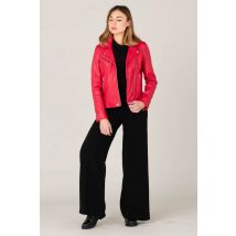 ROSE GARDEN - Perfecto en cuir végétal framboise femme
