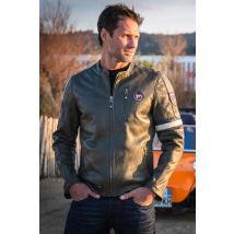 CLASSIC LEGEND MOTORS - Blouson en cuir kaki style racing pour Homme