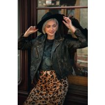 ROSE GARDEN - Blouson en cuir effet vieilli pour femme