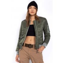 SCHOTT - Cazadora bomber caqui claro de nailon reciclado para mujer