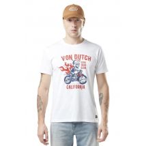 VON DUTCH - T-shirt blanc avec illustration de biker enflammé