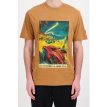 3GM - T-shirt color cammello con fantasia effetto vernice racing